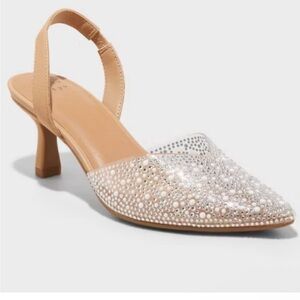A New Day Women’s Isabel Embellished Slingback Kitten Heels Size 8.5